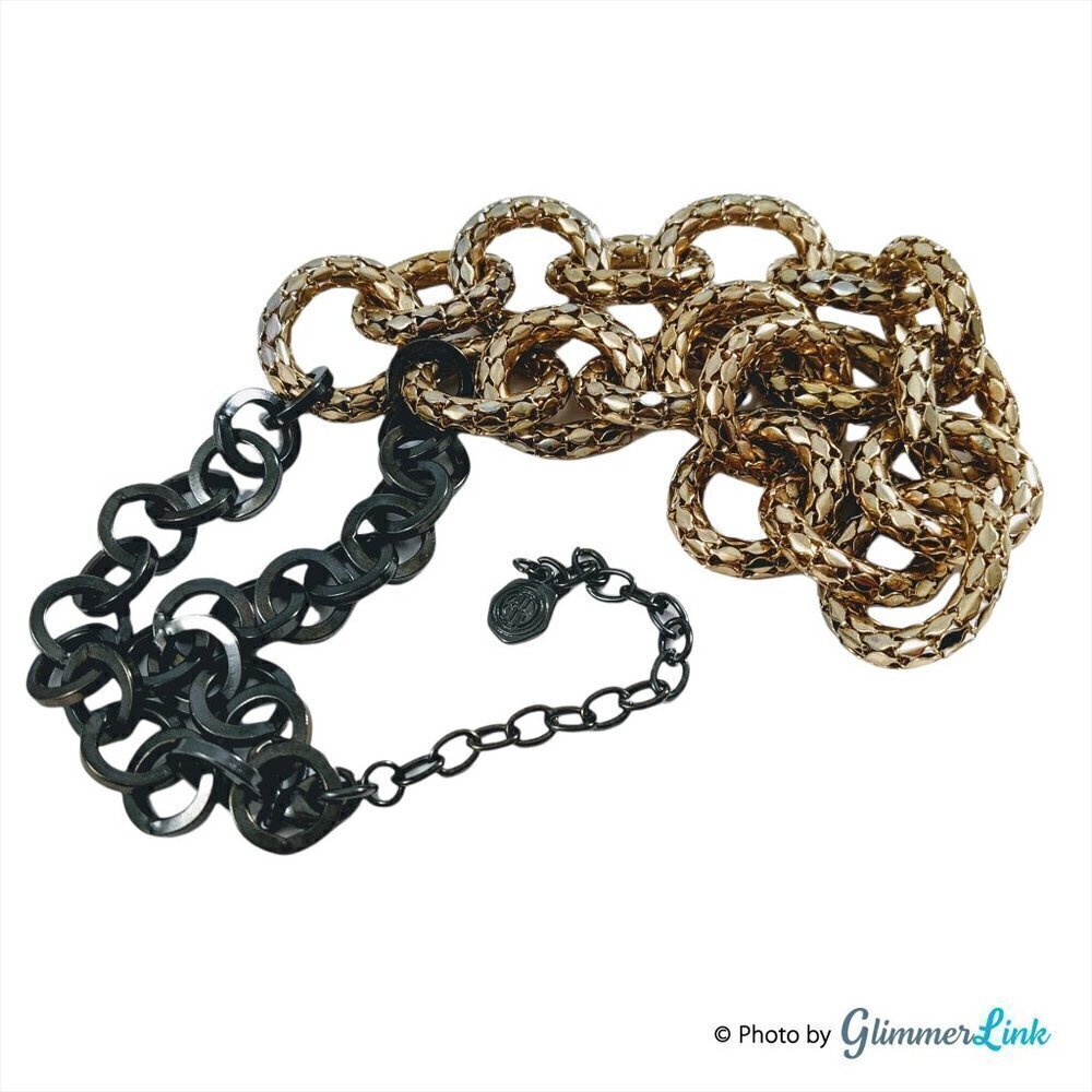 Vintage RJ Graziano Two Tone Links Necklace - Picture 5 of 9